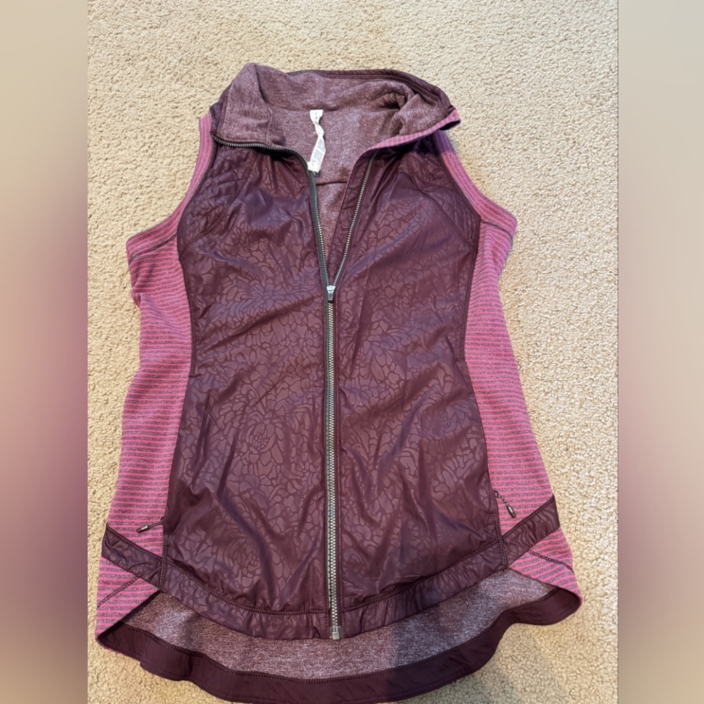 Purple and Pink Sleeveless Zip-Up Vest